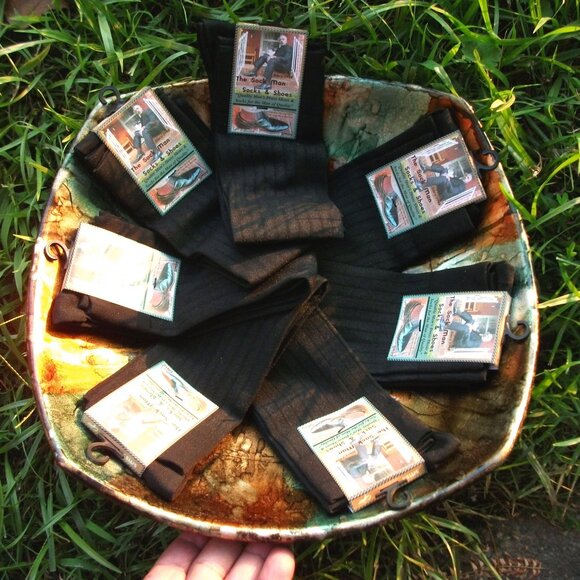 Mens Sheer Nylon OTC Thick N Thin Socks, TNT's Cap Toe and Heel, Black SZ 10-13 - Picture 15 of 16